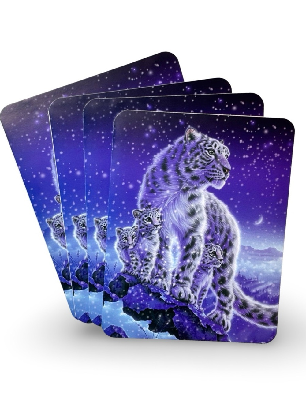 Package of 4 Handmade Snow Cats Greeting Cards